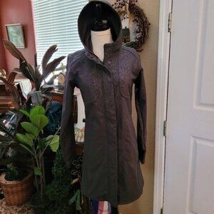 Lucy Athletic Jacket Coat Gray Floral Print Hood Hooded Size XS Lightweight